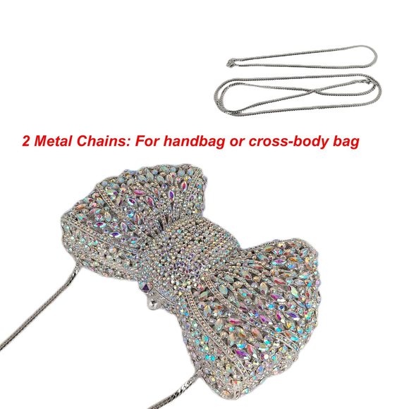 Bowknot Luxury Crystal Clutch Glitter Rhinestone Evening Bag Party V >:) - Picture 5 of 6